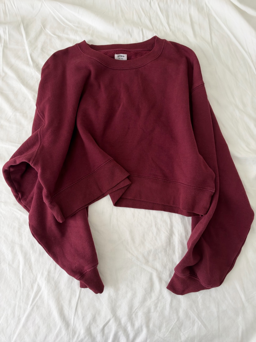 ⭐️ Cotton On Maroon Cropped Crewneck Sweatshirt size XL